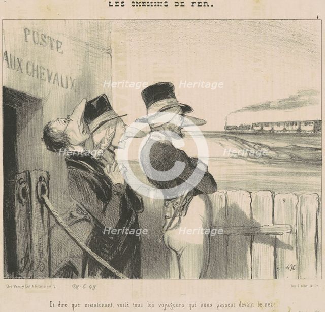 Et dire que maintenant, voilà ...tous les voyageurs qui nous passent devant le nez!, 19th century. Creator: Honore Daumier.