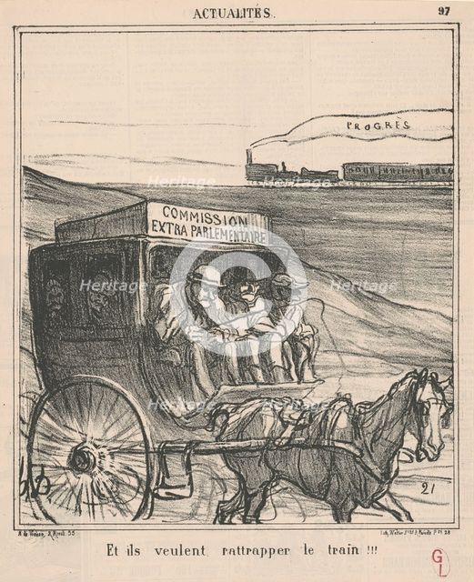 Et ils veulent rattraper le train!!!, 19th century. Creator: Honore Daumier.