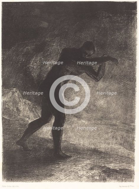 Et l'homme parut, interrogeant le sol d'ou il sort et qui l'attire, il se fraya la voie vers..., 188 Creator: Odilon Redon.