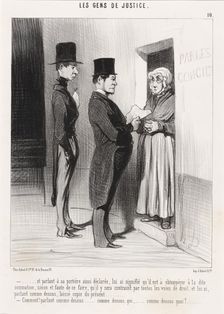 Et parlant à sa portière ainsi déclarée..., 1845. Creator: Honore Daumier
