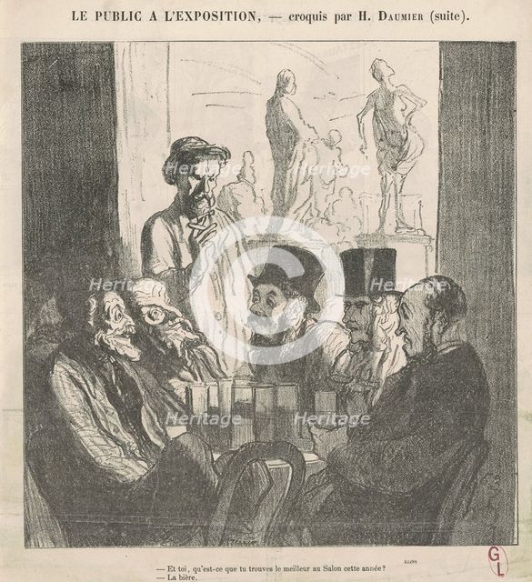 Et toi, qu'est-ce que tu trouves de meilleur au Salon cette année?..., 1864. Creator: Honore Daumier.