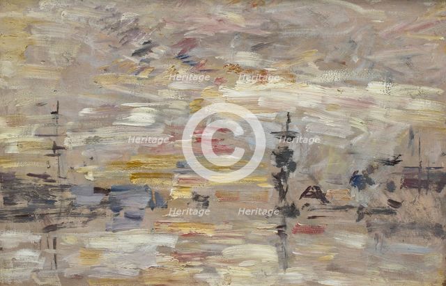Étude de ciel sur le bassin du Commerce au Havre, c1890-1895. Creator: Eugene Louis Boudin.