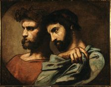 Etude de détail pour "Les Romains de la décadence" : Les deux philosophes, 1847. Creator: Thomas Couture
