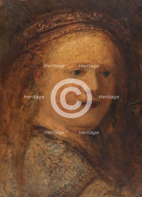 Etude de femme, copie d'après Rembrandt, 1853. Creator: Felix Francois Georges Philibert Ziem.
