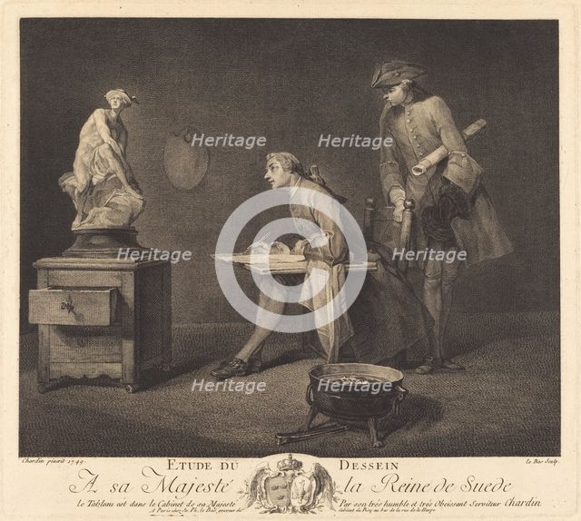 Etude du dessin (The Drawing Lesson), 1757. Creator: Jacques Philippe Le Bas.