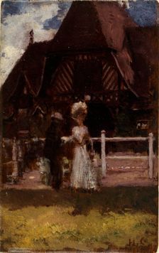 Étude pour un tableau non identifié, montrant l'hippodrome de Deauville, c1905. Creator: Henri Gervex