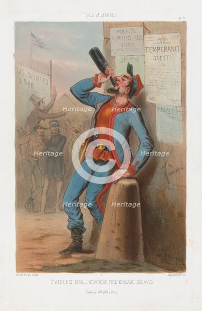États-Unis 1865 - New-York Fire-Brigade Zouaves, 1865. Creator: Draner.