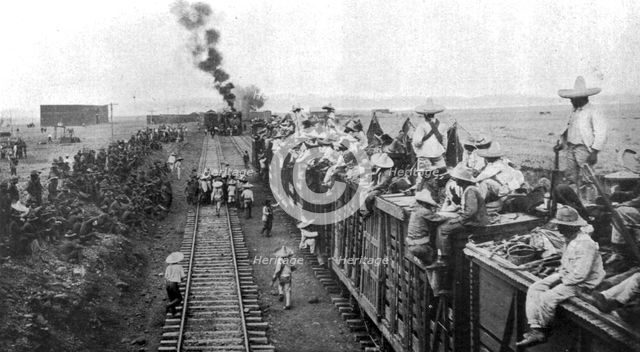'Etats-Unis et Mexique; pres du camp americain de San-Antonio: troupes americaines..., 1916. Creator: Unknown.