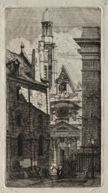 Etchings of Paris: Church of St. Stephen of the Mount, 1852. Creator: Charles Meryon (French, 1821-1868)