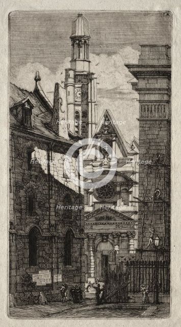 Etchings of Paris: Church of St. Stephen of the Mount, 1852. Creator: Charles Meryon (French, 1821-1868).