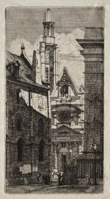 Etchings of Paris: Church of St. Stephen of the Mount, 1852. Creator: Charles Meryon (French, 1821-1868)