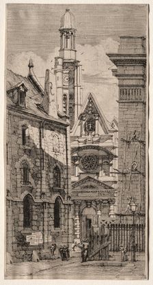 Etchings of Paris: Church of St. Stephen of the Mount, 1852. Creator: Charles Meryon (French, 1821-1868)