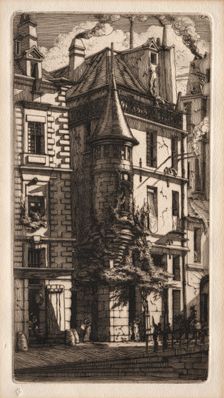 Etchings of Paris: House with a Turret, Weavers Street, 1852. Creator: Charles Meryon (French, 1821-1868)
