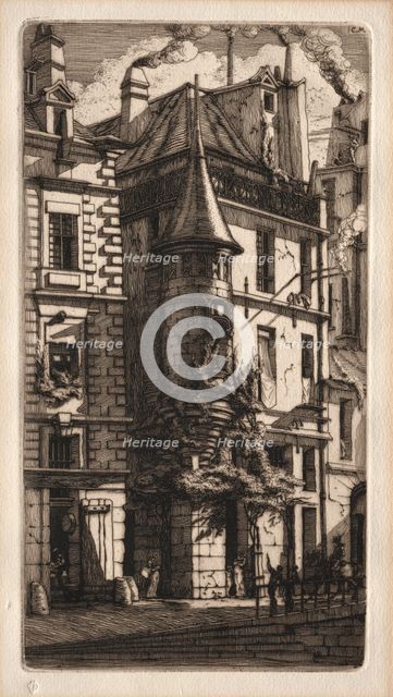 Etchings of Paris: House with a Turret, Weavers Street, 1852. Creator: Charles Meryon (French, 1821-1868).