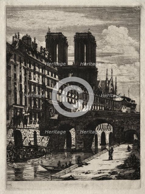 Etchings of Paris: Le Petit Pont, 1850. Creator: Charles Meryon (French, 1821-1868).