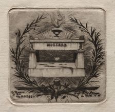 Etchings of Paris: Molière's Tomb in Père Lachaise Cemetery, 1854. Creator: Charles Meryon (French, 1821-1868)