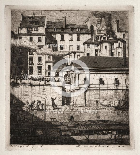 Etchings of Paris: The Mortuary, 1854. Creator: Charles Meryon (French, 1821-1868).