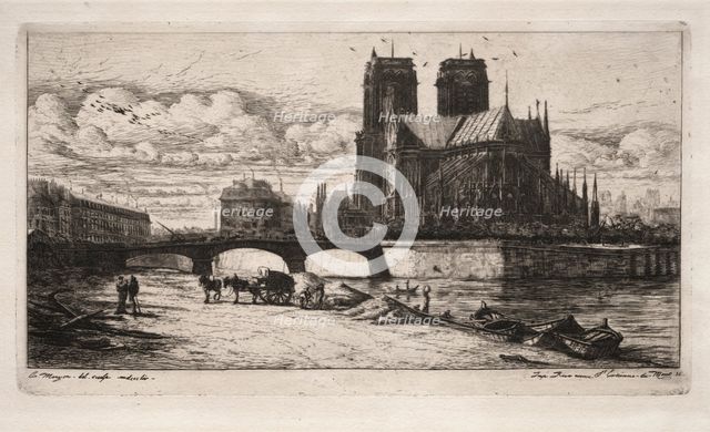 Etchings of Paris: The Apse of the Cathedral of Notre Dame, 1854. Creator: Charles Meryon (French, 1821-1868).
