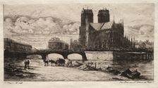 Etchings of Paris: The Apsis of the Cathedral of Notre Dame, 1854. Creator: Charles Meryon (French, 1821-1868)