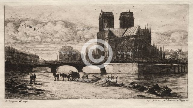 Etchings of Paris: The Apsis of the Cathedral of Notre Dame, 1854. Creator: Charles Meryon (French, 1821-1868).