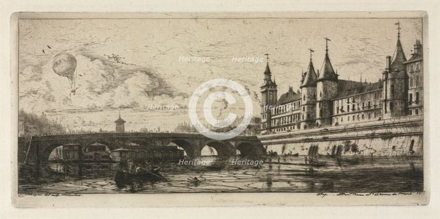 Etchings of Paris: The Exchange Bridge, 1854. Creator: Charles Meryon (French, 1821-1868).