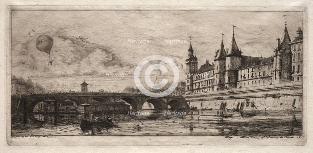Etchings of Paris: The Exchange Bridge, 1854. Creator: Charles Meryon (French, 1821-1868).