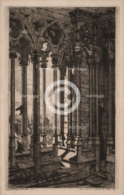 Etchings of Paris: The Gallery of Notre Dame, 1853. Creator: Charles Meryon (French, 1821-1868).