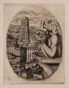 Etchings of Paris: The Gargoyle, 1853. Creator: Charles Meryon (French, 1821-1868)