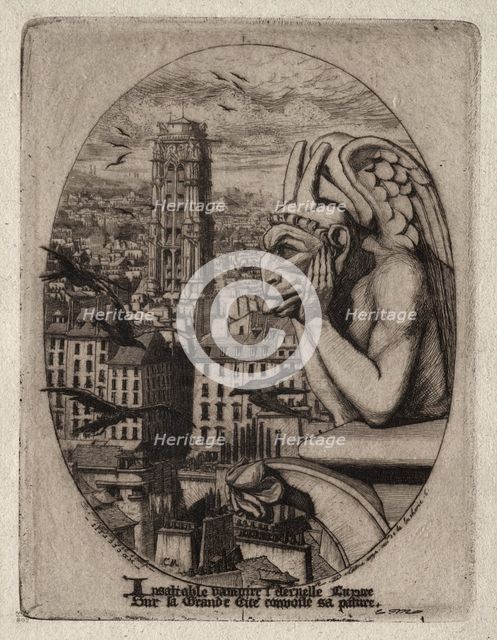 Etchings of Paris: The Gargoyle, 1853. Creator: Charles Meryon (French, 1821-1868).