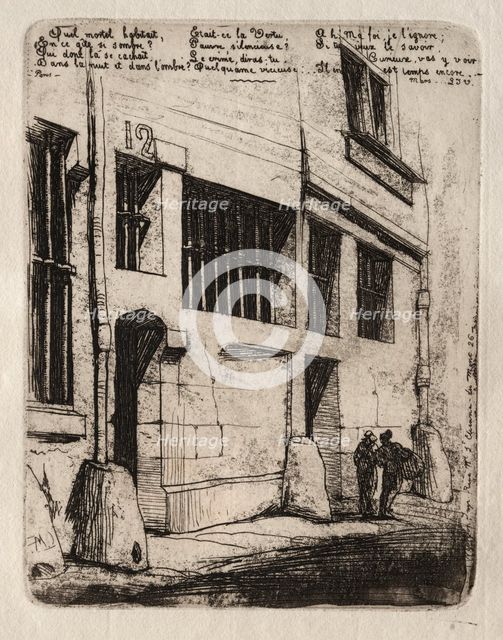 Etchings of Paris: The Street of the Bad Boys, 1854. Creator: Charles Meryon (French, 1821-1868).