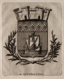 Etchings of Paris: The Symbolical Arms of the City of Paris, 1854. Creator: Charles Meryon (French, 1821-1868)