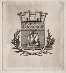 Etchings of Paris: The Symbolical Arms of the City of Paris, 1854. Creator: Charles Meryon (French, 1821-1868)