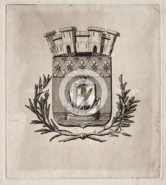 Etchings of Paris: The Symbolical Arms of the City of Paris, 1854. Creator: Charles Meryon (French, 1821-1868).