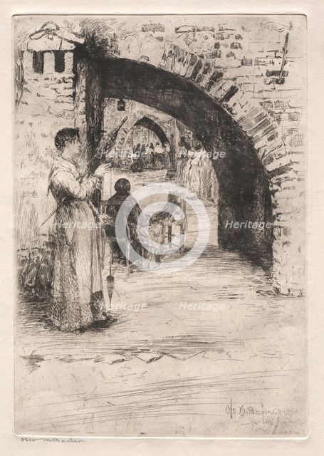 Etchings of Venice: Net Makers, 1881. Creator: Otto H. Bacher (American, 1856-1909).