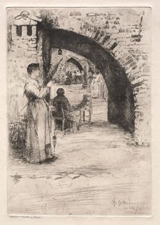 Etchings of Venice: Net Makers, 1881. Creator: Otto H. Bacher (American, 1856-1909)