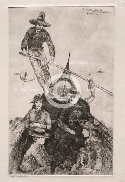 Etchings of Venice: Giovanni the Gondolier, 1881. Creator: Otto H. Bacher (American, 1856-1909).