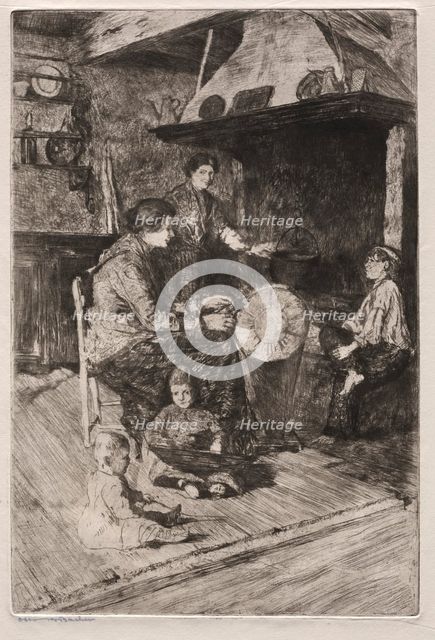 Etchings of Venice: The Lace Makers, 19th century. Creator: Otto H. Bacher (American, 1856-1909).