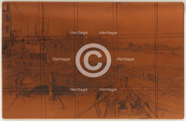 Etching plate: The Pool, 1859. Creator: James Abbott McNeill Whistler.