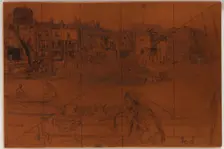 Etching plate: Black Lion Wharf, 1859. Creator: James Abbott McNeill Whistler
