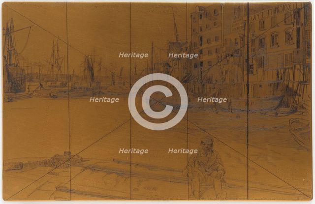 Etching plate: Eagle Wharf (Tyzac Whiteley and Co.), 1859. Creator: James Abbott McNeill Whistler.