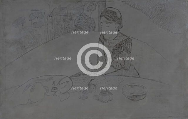 Etching Plate for \"La Femme aux figues\" (Woman with Figs), 1894. Creator: Paul Gauguin.