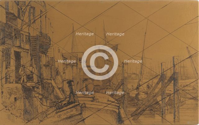 Etching plate: Limehouse, 1859. Creator: James Abbott McNeill Whistler.