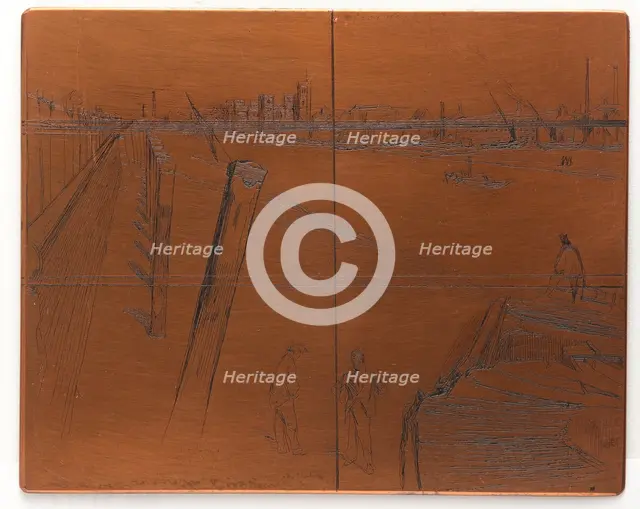 Etching plate: Millbank, 1861. Creator: James Abbott McNeill Whistler.