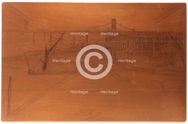 Etching plate: Old Hungerford Bridge, 1861. Creator: James Abbott McNeill Whistler.