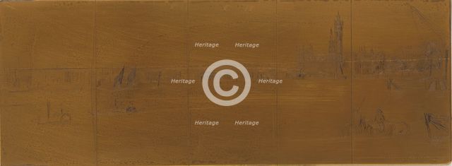 Etching plate: Old Westminster Bridge, 1859. Creator: James Abbott McNeill Whistler.