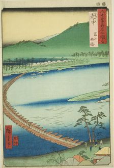 Etchu Province: Pontoon Bridge at Toyama (Etchu, Toyama funabashi), from the series "Famou..., 1853. Creator: Ando Hiroshige