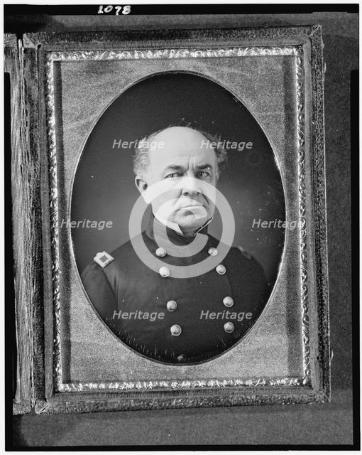 Ethan Allen Hitchcock, head-and-shoulders portrait, facing front, in military uniform, 1851. Creator: Thomas Martin Easterly.