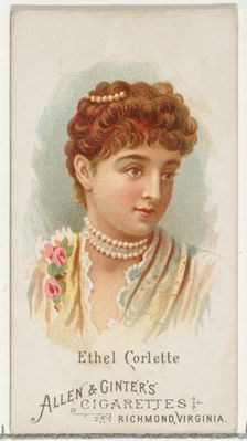 Ethel Corlette, from World's Beauties, Series 1 (N26) for Allen & Ginter Cigarettes, 1888., 1888. Creator: Allen & Ginter