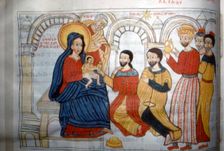 Ethopian Manuscript Illustration of the Adoration of the Magi c1664-1667