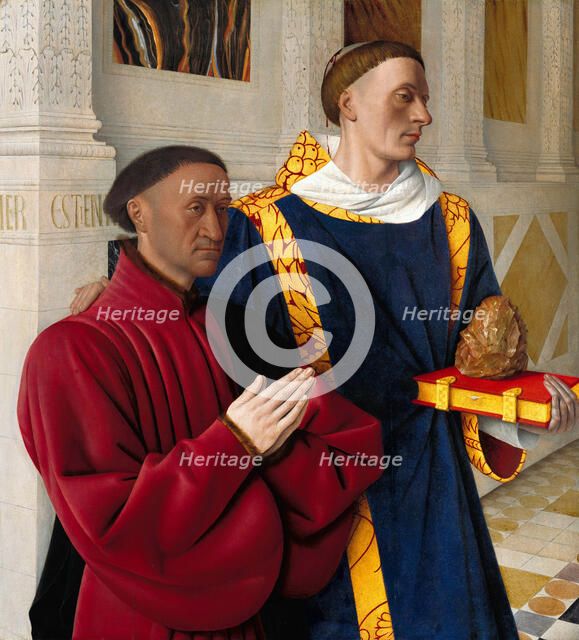 Étienne Chevalier with Saint Stephen, ca 1454. Artist: Fouquet, Jean (1420–1481)